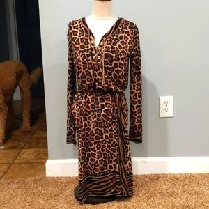 Michael kors long sleeve dress animal print xsmall